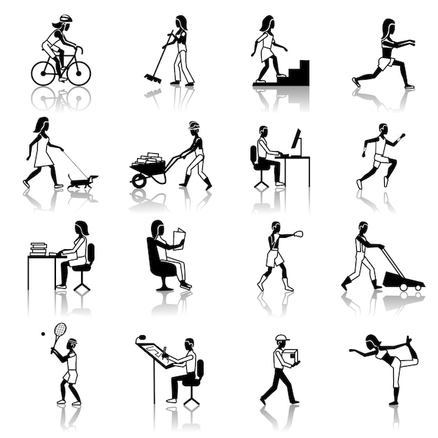 Free Vector physical activities icons black