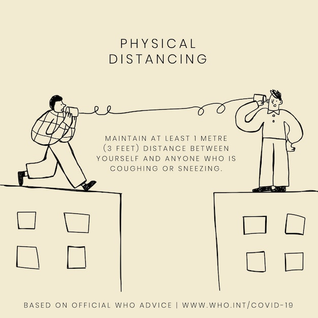 Free Vector physical distancing during coronavirus outbreak social template source who