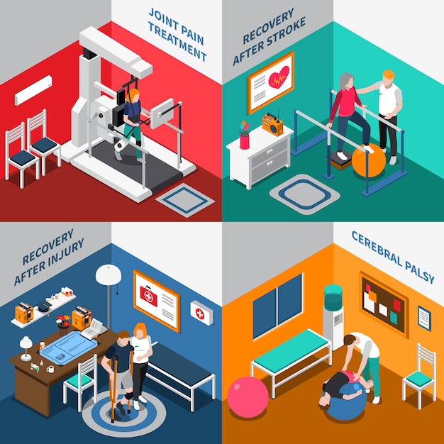 Free Vector physiotherapy rehabilitation isometric set