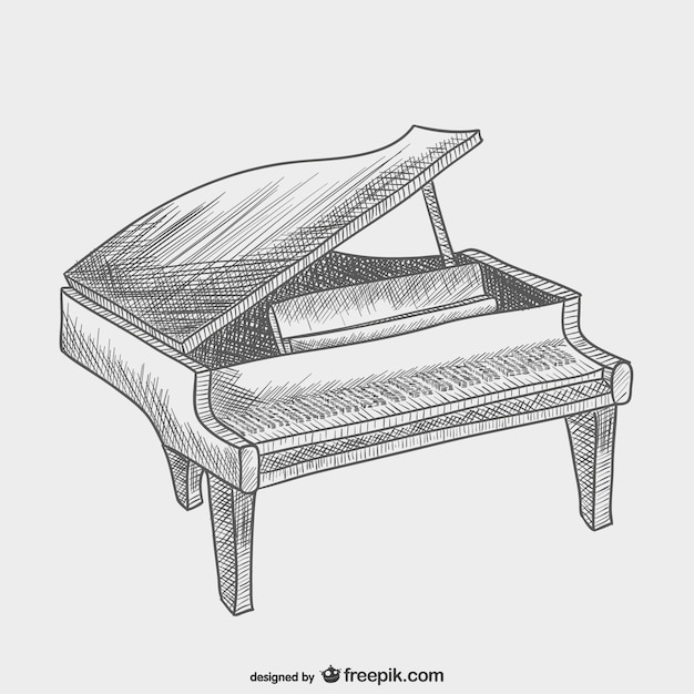 Free Vector piano drawing vector