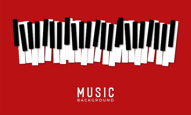 Free Vector piano keys closeup on a red background the concept of musical instruments