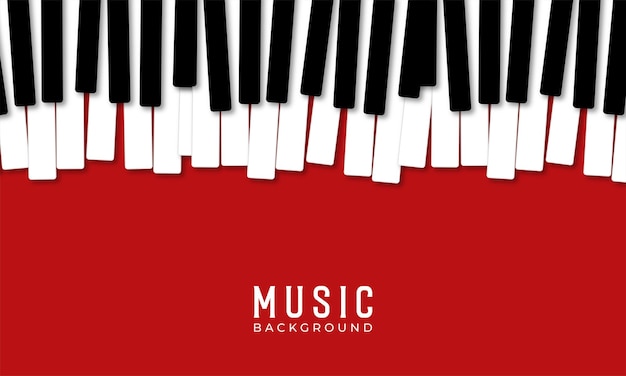 Free vector piano keys closeup on a red background the concept of musical instruments