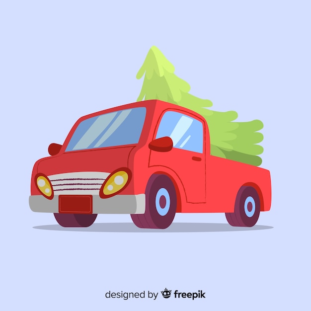 Pickup truck with christmas tree