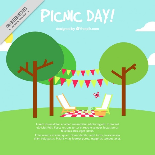 Free Vector picnic day background in flat design