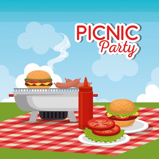 picnic party celebration scene