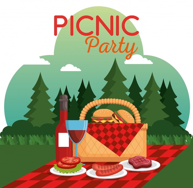 Free Vector picnic party celebration scene