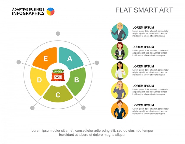 Pie chart slide template. Business data. Graph, chart