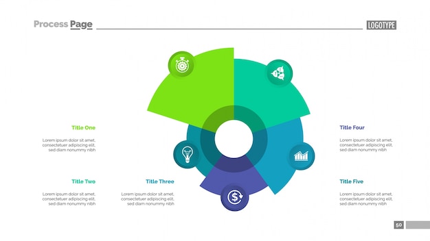 Pie Chart with Five Elements Template