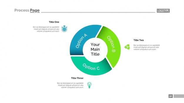 Free vector pie chart with three options template