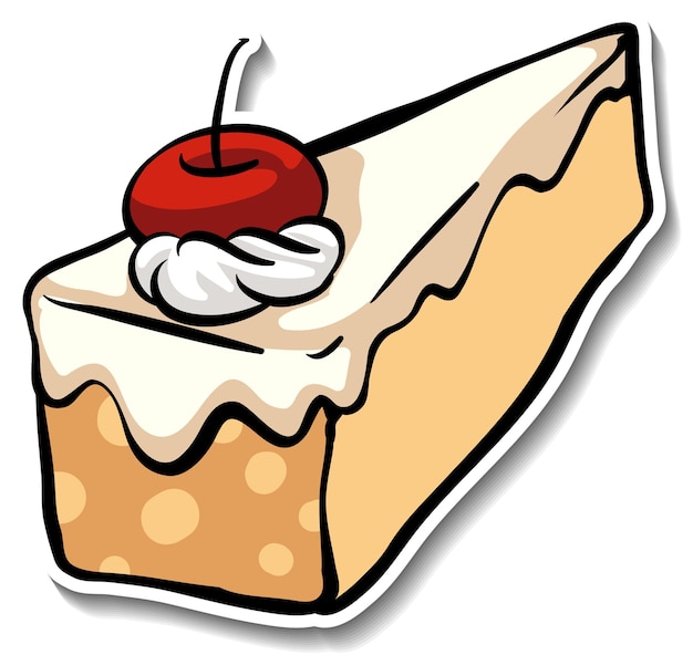 Free Vector a piece of vanilla cake with cherry on the top