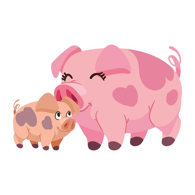 pig mother with baby characters