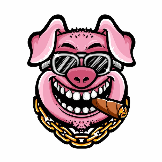 Free Vector pig with sunglasses and cigarette vector