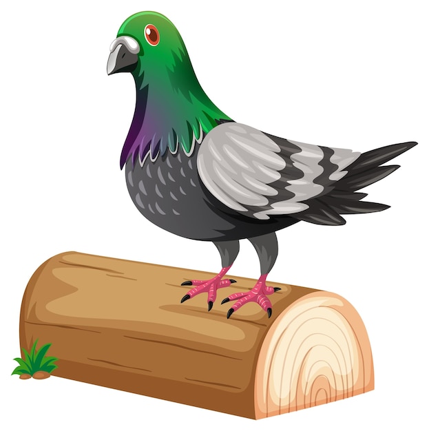 Free Vector a pigeon standing on a log