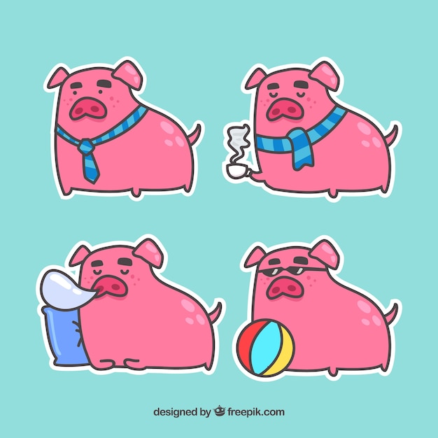 Free Vector piggy sticker collection