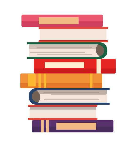 Free Vector pile text books library isolated icon