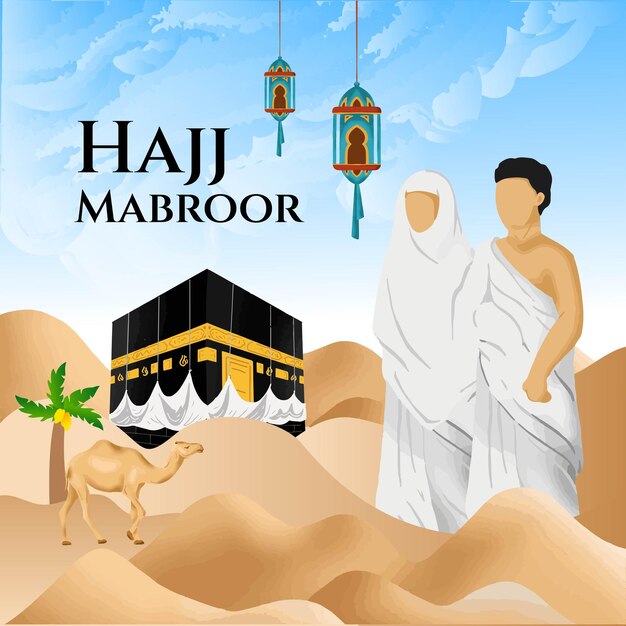 Pilgrimage or hajj mabroor Month Illustration for Eid Al Adha Holidays