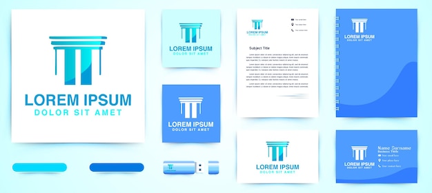 Free Vector pillar law firm logo and business branding template design inspiration