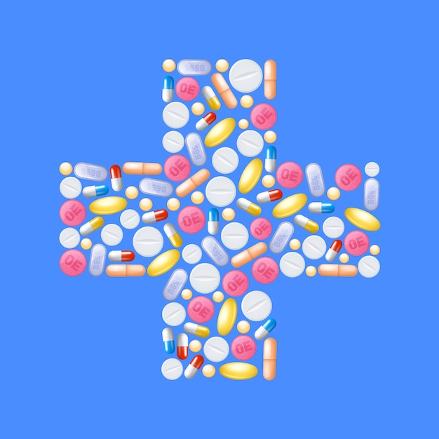 Free Vector pills in cross shape