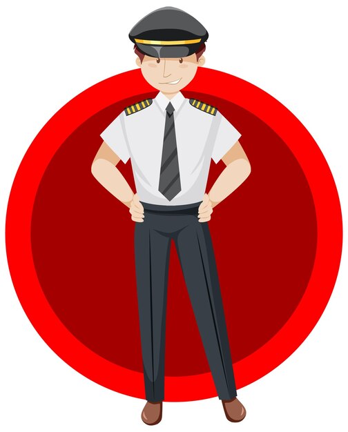 Pilot standing on red background