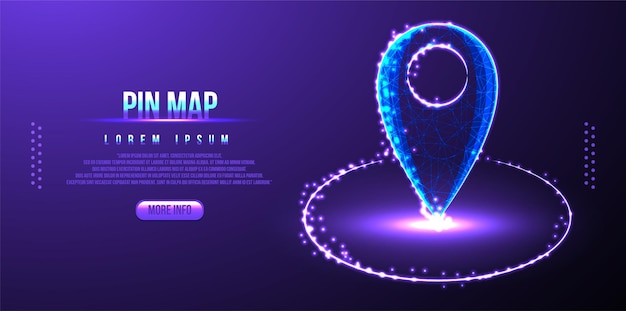 Free Vector pin map location low poly wireframe mesh