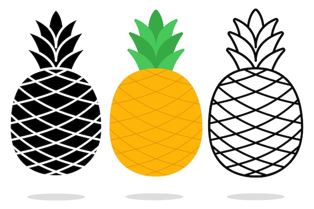 Pineapple Fruit Flat Glyph Outline