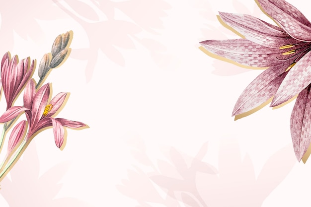 Pink amaryllis pattern background vector