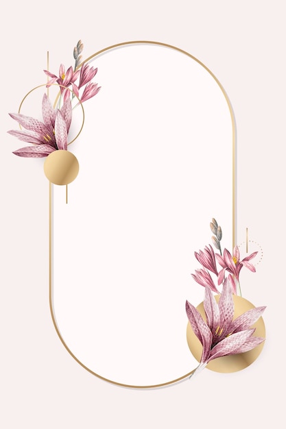 Pink amaryllis pattern with gold frame