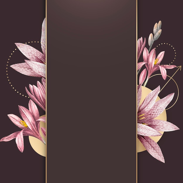 Free Vector pink amaryllis pattern with gold frame