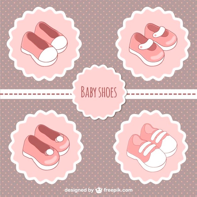 Free Vector pink baby shoes labels