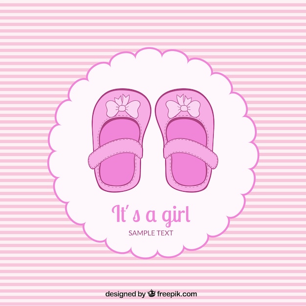 Free Vector pink baby shower card in striped style