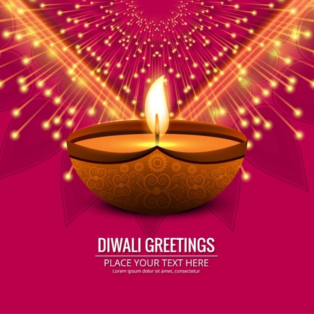 Free vector pink background with a light frame for diwali