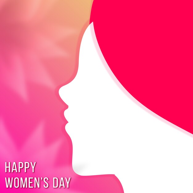 Pink background with a white silhouette for woman's day