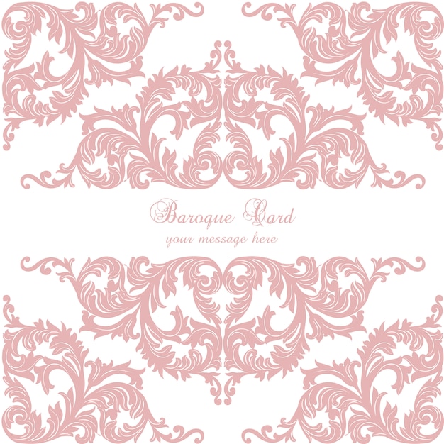 Free Vector pink baroque card design