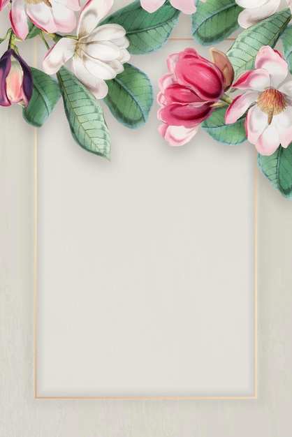 Free vector pink blooming floral frame vector