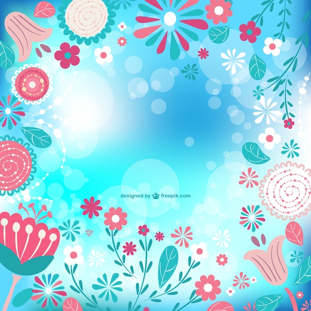 Pink and blue floral spring background