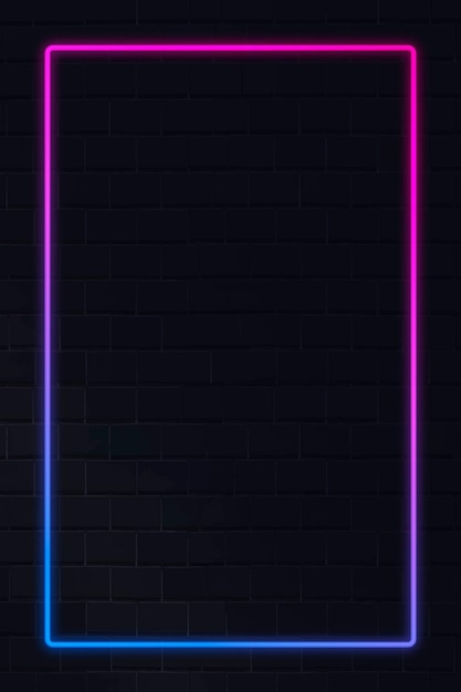 Free Vector pink and blue neon frame neon frame on a dark background vector