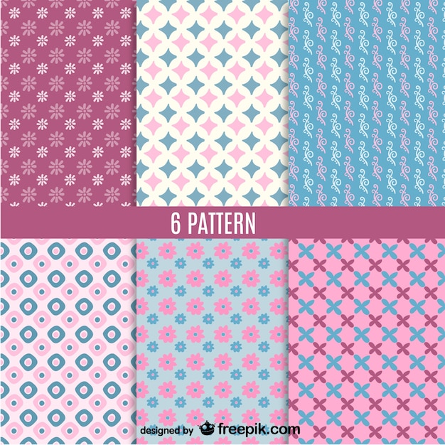 Pink and blue patterns set