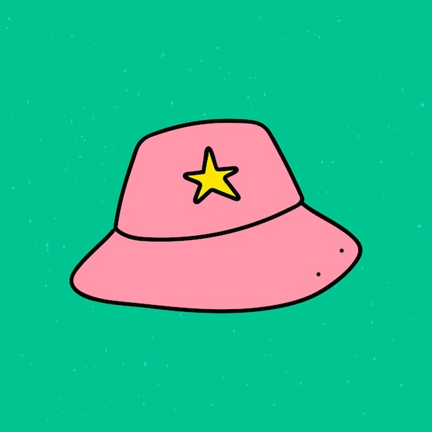 Free Vector pink bucket hat illustrated on a green bacgkround vector