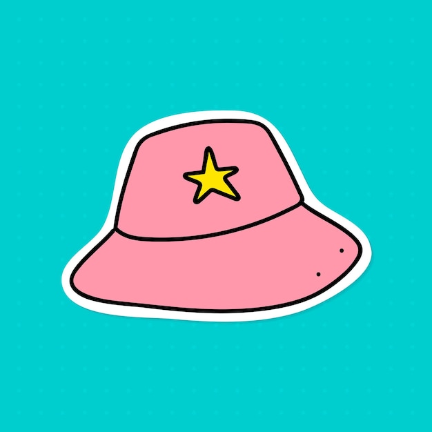 Free Vector pink bucket hat sticker with a white border vector