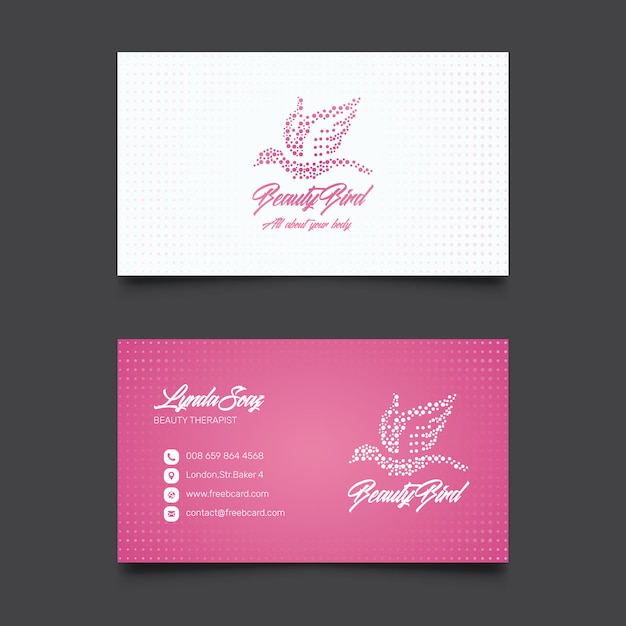 Pink business card for beauty salon