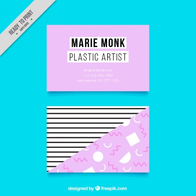 Free vector pink business card with black stripes