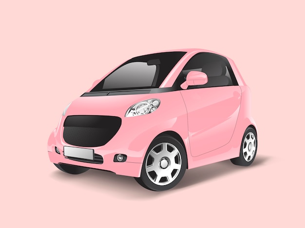 Pink compact hybrid car vector