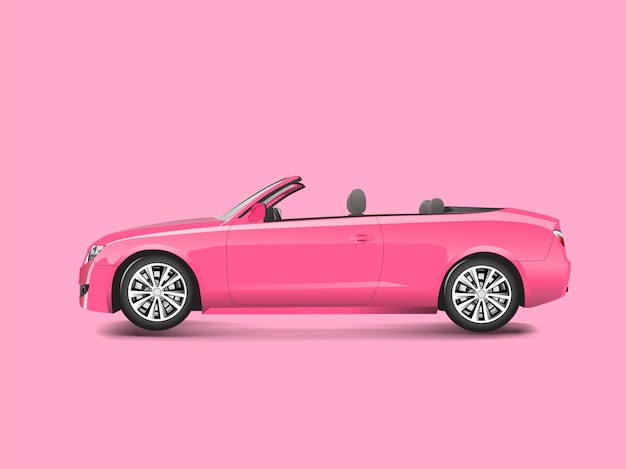 Free Vector pink convertible in a pink background vector