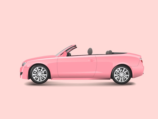 Free Vector pink convertible in a pink background vector