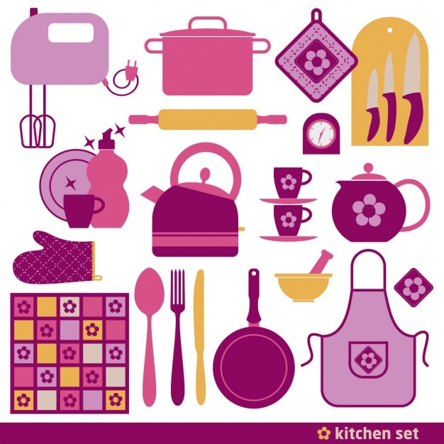 Free Vector pink cooking elements