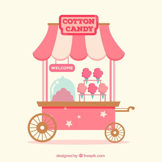 Pink cotton candy cart