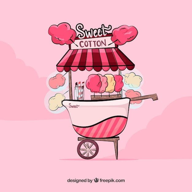 Pink cotton candy kiosk on wheels