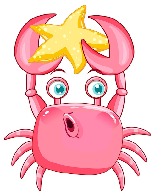 Pink crab in cartoon design