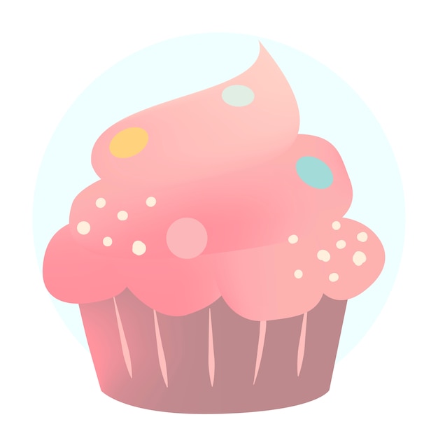 Pink creamy cupcake design vector