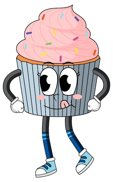 Free Vector pink cupcake with arms and legs